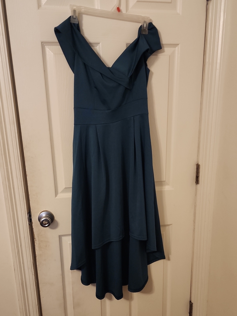 Women’s Teal High-Low Off-Shoulder Dress
